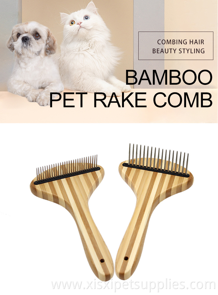 Factory Wholesale Bamboo Wooden Cat Undercoat Rake Comb Pet Dog Hair Grooming Comb
